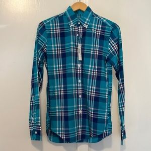 J crew mens plaid button down slim fit xs